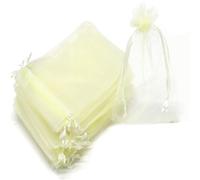 LTLSZRN 100pcs 9X12 cm Drawstring Organza Bag, Pochettes Cadeau Sacs À Cordon, Organza Sachets, Pochettes Cadeau en Organza, sachets en organza, sachets de mariage, sachets de lavande(Beige)