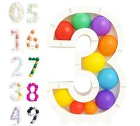 LTMG Chiffre géant 3 - Structure à ballons 74 cm - Mosaic Balloon Number 3 - Cadre décoratif pour anniversaire - Support ballons facile à monter - Déco fête élégante et réutilisable