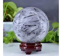 LTRAJUYNH Stone All Black Tourmaline Ball Crystal Hand Polished Home Office Decoration(4-5cm)