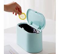 LTWQLing - Mini poubelle avec couvercle - Petite poubelle amovible en plastique, 2,4 litres, bleu ciel - Pour bureau, cuisine, salle de bain