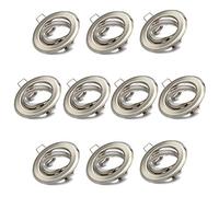 Lu-mi 10x Projecteurs spot encastrable GU10 Set - 10 Pièces Cadre De Montage En Acier Inoxydable Brossé Optique Avec Douille GU10 Pour Lampes A LED Ou Halogènes, Orientable A 30°, Rond