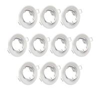 Lu-Mi 10x Projecteurs spot encastrable GU10 Set - 10 Pièces Cadre De Montage En Blanc Avec Douille GU-10 Pour Lampes A LED Ou Halogènes, Orientable A 30°, Rond