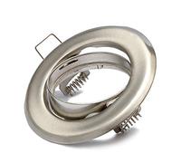 Lu-Mi Spot encastrable GU10 Set - 1 Pièce Cadre De Montage En Acier Inoxydable Brossé Optique Avec Douille GU10 Pour Lampes A LED Ou Halogènes, Orientable A 30°, Rond