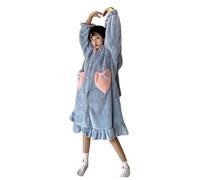 Luadnysin Robe De Chambre Femme Polaire Chaude Peignoir Éponge Bain Eponge avec Boutons Grande Taille Jupe Coton Longue Chaud Hiver Robes
