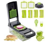 Luazvilkpsar Coupe Legumes Multifonctions, 14 En 1 Mandoline Cuisine, Decoupe Legumes Manuel avec 6 Lames Réglable, Mandoline Professionnelle Cuisine, Trancheur de Légumes pour Oignon Carotte Tomates