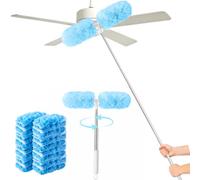 LUBEWISE Plumeau télescopique de 210 cm avec 25 têtes de rechange - Pour Swiffer - Kit de recharge magnétique à poussière - Double tête rotative à 180° - Pour nettoyage domestique, plafond