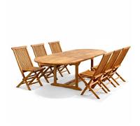 Concept Usine – Salon de jardin Lubok en teck huilé 6 personnes, table ovale + 6 chaises