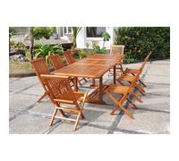 Lubok salon de jardin teck huilé 8 personnes - table rectangle + 8 chaises