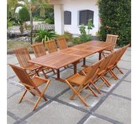 Lubok table de jardin rectangle 10 places et 10 chaises en teck huilé
