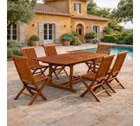 Lubok table de jardin rectangulaire et 6 chaises en teck huilé
