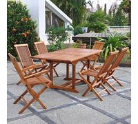 Lubok table rectangulaire 4 chaises et 2 fauteuils en teck huilé