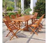 Lubok table rectangulaire 6 chaises et 2 fauteuils en teck huilé