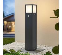 Lucande Borne lumineuse Dewari, détecteur de mouvement, E27, 65 cm, IP54 Dewari Lucande, dimmable, gris, Aluminium, Moderne
