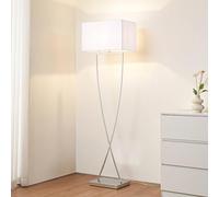 Lucande Lampadaire Tissu Evaine (Moderne) en Blanc Métal e. a. pour Salon & Salle à manger (1 lampe,à E27), Sur Pied Lampe a de Sol