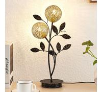 Lucande lampe à poser Evory, 48 cm, 2 lampes, noir/or, G9 Evory, noir, Salon / Salle à manger, Métal, Florentin, Lampe à poser