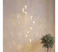 Lucande LED Suspension en verre Hayley (Moderne) Doré Verre e. a. pour Salon & Salle à manger (à 9 lampes,), Luminaire Lampe plafond Plafonnier Suspendue