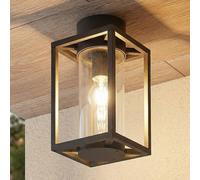 Lucande, plafonnier d'extérieur Ferda, 29 cm, anthracite, IP44 Ferda dimmable, noir, Aluminium, Moderne, Plafonnier