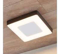 Lucande Plafonnier d'extérieur LED Sora, angulaire, capteur, IP54 Sora, noir, Aluminium, Moderne, Plafonnier extérieur LED