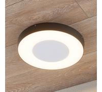 Lucande plafonnier d'extérieur LED Sora, rond, capteur, IP54 Sora, gris, Aluminium, Moderne, Plafonnier extérieur LED