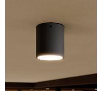 Lucande Plafonnier LED Meret, rond, anthracite, métal MERET, noir, Aluminium, Moderne, Plafonnier extérieur LED
