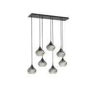 Lucande Suspension en verre Jarven à intensité variable (Moderne) Gris Verre e. a. pour Salon & Salle manger (à 7 lampes, E27) Luminaire Lampe plafond Plafonnier