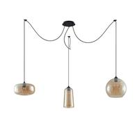 Lucande Suspension en verre Zyli à intensité variable (Antique, Classic) Beige Verre e. a. pour Salon & Salle manger (à 3 lampes, E27), Luminaire, Lampe plafond, Luminaire