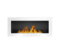 Lucca - Cheminée murale bioéthanol 90x40x12 cm avec brûleur 0 75 l en acier inoxydable blanc