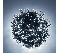 Luccika Guirlande LED Intérieur/Extérieur, 5m, 8 Modes d'Éclairage, Contrôleur 31V avec Mémoire, IP44 Étanche, Câble Vert, pour Noël, Fêtes et Décorations (Blanc Glacé, 15M 300LED)