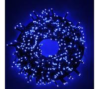 Luccika Guirlande LED Intérieur/Extérieur, 5m, 8 Modes d'Éclairage, Contrôleur 31V avec Mémoire, IP44 Étanche, Câble Vert, pour Noël, Fêtes et Décorations (Bleu, 9M 180LED)