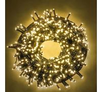 Luccika Guirlande LED Intérieur/Extérieur, 8 Modes d'Éclairage, Contrôleur 31V avec Mémoire, IP44 Étanche, Câble Vert, pour Noël, Fêtes et Décorations (Blanc Chaud, 25M 500LED)
