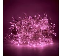 Luccika Guirlande lumineuse LED 31V avec 8 effets lumineux et minuterie, guirlande lumineuse de Noël pour sapin et extérieur IP44, câble transparent (Rose, 15M 300LED)