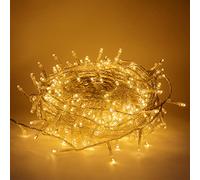 Luccika Guirlande lumineuse LED 31V avec 8 effets lumineux et minuterie, guirlande lumineuse de Noël pour sapin et extérieur IP44, câble transparent (Blanc Chaud, 5M 100LED)