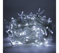 Luccika Guirlande lumineuse LED 31V avec 8 effets lumineux et minuterie, guirlande lumineuse de Noël pour sapin et extérieur IP44, câble transparent (Blanc Glacé, 5M 100LED)
