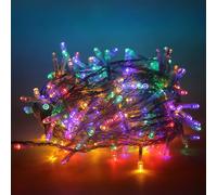 Luccika Guirlande lumineuse LED 31V avec 8 effets lumineux et minuterie, guirlande lumineuse de Noël pour sapin et extérieur IP44, câble transparent (Multicolore, 9M 180LED)