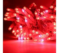Luccika MaxiLed Chaîne de lumières de Noël à LED professionnelle, 8 mm, Flash, pour jardin, magasin, bar, extérieur (rouge avec flash blanc glacé, 30 mètres - 300 LED)