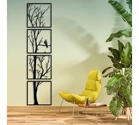 Luccyle Groß, ensemble de 4 décorations murales en métal, motif arbre noir (largeur 40 cm, hauteur 160 cm), couleur noire