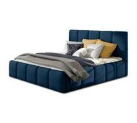 Best Mobilier lit coffre Lucea 140x200 sommier inclus velours Bleu nuit