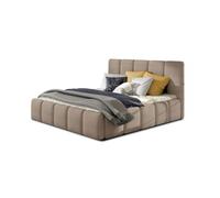 Lucea - lit coffre - 140x200 - sommier inclus - en velours - Taupe