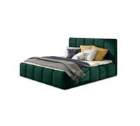 Lucea - lit coffre - 140x200 - sommier inclus - en velours - Vert
