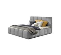 Lucea - lit coffre - 160x200 - sommier inclus - en velours - Gris clair