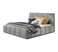 Lucea - lit coffre - 160x200 - sommier inclus - en velours - Gris clair Gris clair G