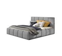 Lucea - lit coffre - 180x200 - sommier inclus - en velours - Gris clair