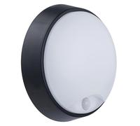 Luceco EBER10P40-01 Hublot + Détecteur -Ip54-10W - 700 LM - 4000K, Plastique/Polycarbonate, 10 W, Blanc et Noir, Diametre 215mm