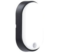 Luceco Eco Luminaire LED Extérieur à Capteur de mouvement PIR, Éclairage Extérieur Décoratif, Ovale, Noir, IP54, 10W, 700 lm, 4000 K, EBEO10P40