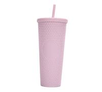 LUCHONG Gobelet à Eau de Grande capacité de 710 ML/24 OZ gobelet en Plastique réutilisable entièrement clouté Mat avec Paille à Couvercle Anti-Fuite à Large Ouverture