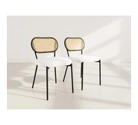 Luciano - lot de 2 chaises cannage - dossier arrondi - en tissu bouclette