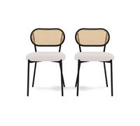 Luciano - lot de 2 chaises cannage - dossier arrondi - en tissu bouclette