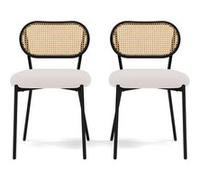 Luciano - lot de 2 chaises cannage - dossier arrondi - en tissu bouclette