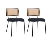 Luciano - lot de 2 chaises cannage - en tissu bouclette