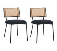 Luciano - lot de 2 chaises cannage - en tissu bouclette